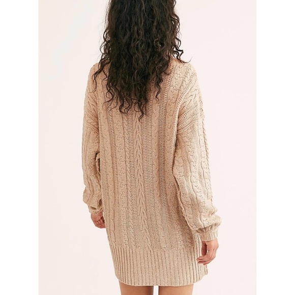 Free People Gold Metallic Braided Sweater Dress - Picture 2 of 8